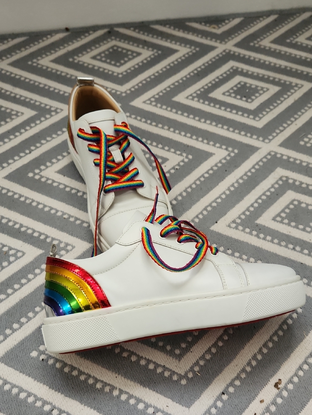 Christian Louboutin Aekenspeed Rainbow sneakers.